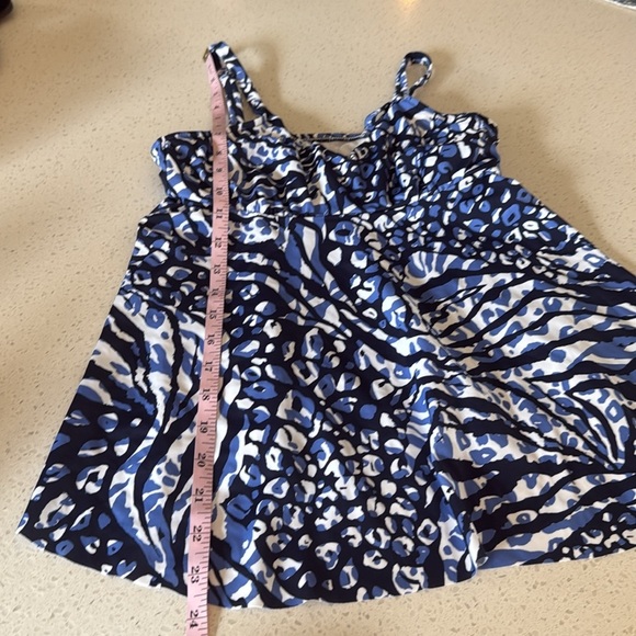 Swim Solutions Navy Animal Print Underwire Tankini Top Blue Size 8 , 12 SW230619 - Picture 7 of 14